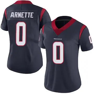 ＃0 Women's Damon Arnette Navy Blue Limited Houston Texans Team Color Vapor Untouchable Jersey