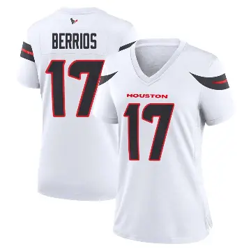 ＃17 Women's Braxton Berrios White Game Houston Texans Jersey