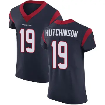 ＃19 Men's Xavier Hutchinson Navy Blue Elite Houston Texans Team Color Vapor Untouchable Jersey
