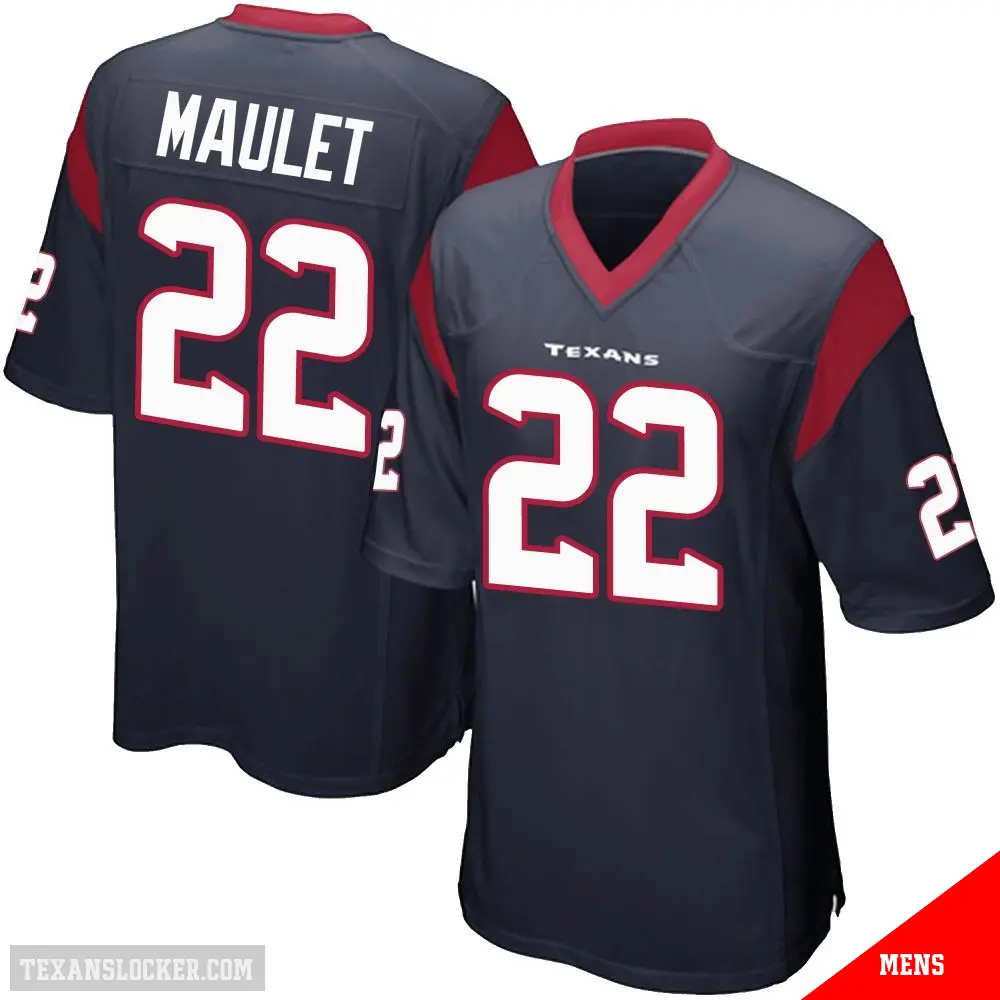 ＃22 Men's Arthur Maulet Navy Blue Game Houston Texans Team Color Jersey