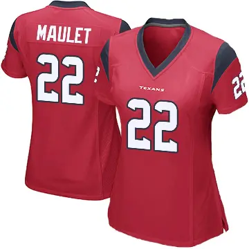 ＃22 Women's Arthur Maulet Red Game Houston Texans Alternate Jersey