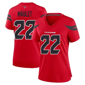 ＃22 Women's Arthur Maulet Red Game Houston Texans Alternate Jersey