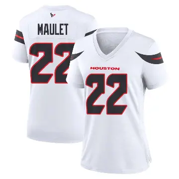 ＃22 Women's Arthur Maulet White Game Houston Texans Jersey