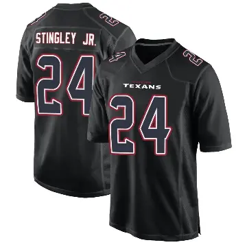 ＃24 Men's Derek Stingley Jr. Black Game Houston Texans Fashion Jersey