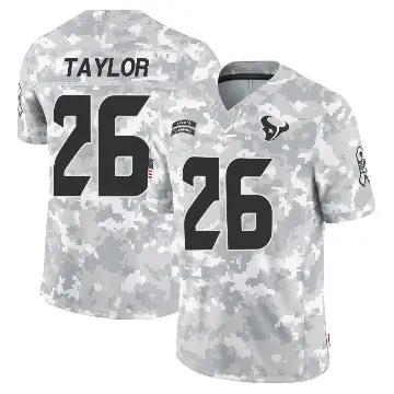 ＃26 Men's J.J. Taylor Arctic Camo Limited Houston Texans 2024 Salute to Service Jersey