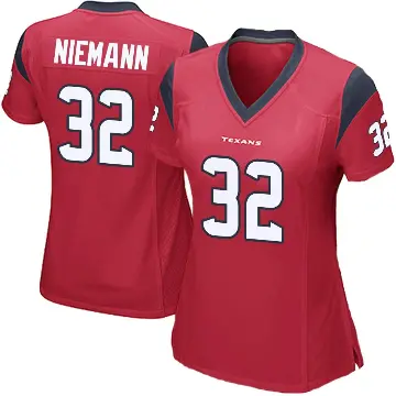 ＃32 Women's Nick Niemann Red Game Houston Texans Alternate Jersey