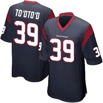 ＃39 Men's Henry To'oTo'o Navy Blue Game Houston Texans Team Color Jersey