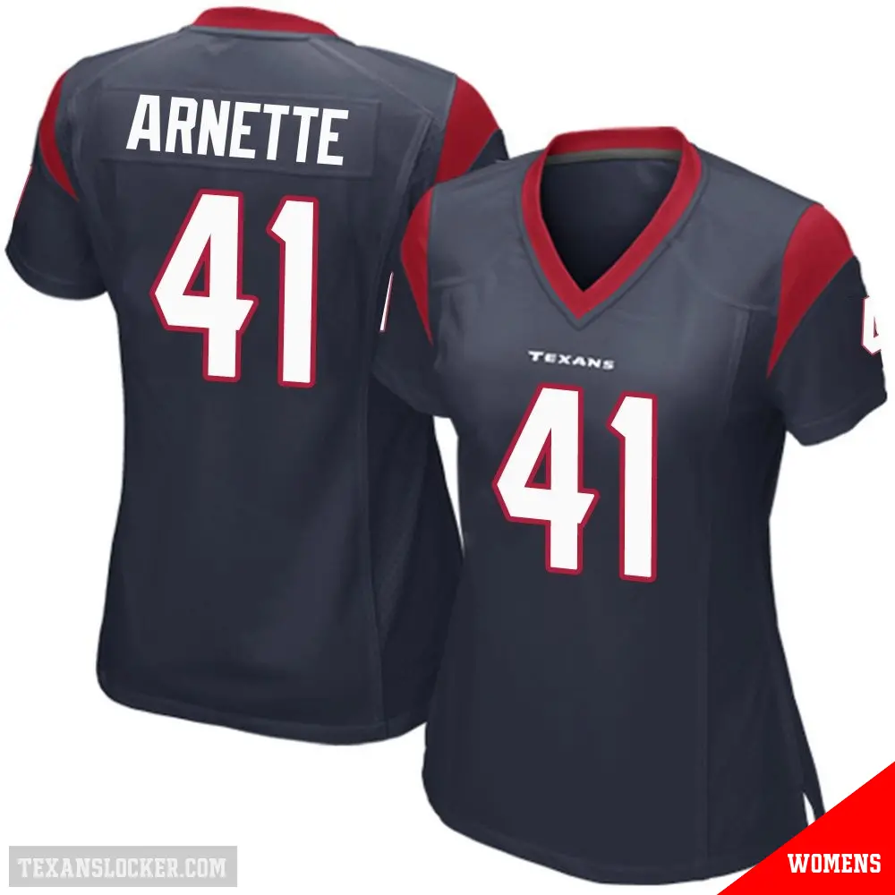 ＃41 Women's Damon Arnette Navy Blue Game Houston Texans Team Color Jersey