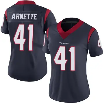 ＃41 Women's Damon Arnette Navy Blue Limited Houston Texans Team Color Vapor Untouchable Jersey