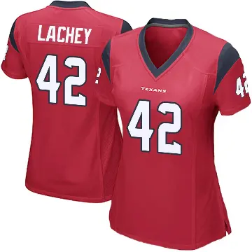 ＃42 Women's Luke Lachey Red Game Houston Texans Alternate Jersey