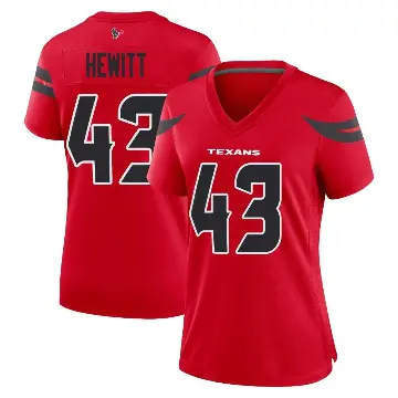 ＃43 Women's Neville Hewitt Red Game Houston Texans Alternate Jersey