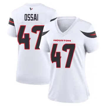 ＃47 Women's K.C. Ossai White Game Houston Texans Jersey
