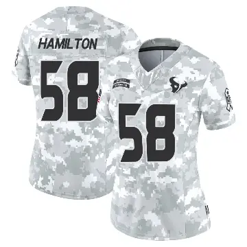 ＃58 Women's Kyonte Hamilton Arctic Camo Limited Houston Texans 2024 Salute to Service Jersey