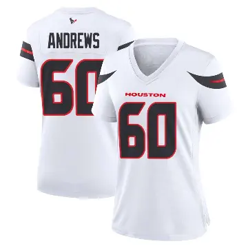 ＃60 Women's Jake Andrews White Game Houston Texans Jersey