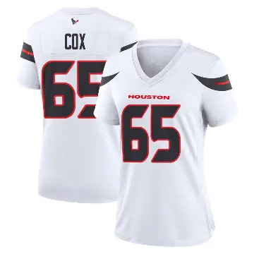 ＃65 Women's Eli Cox White Game Houston Texans Jersey
