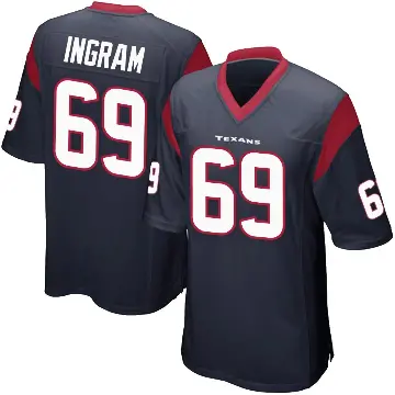＃69 Men's Ed Ingram Navy Blue Game Houston Texans Team Color Jersey