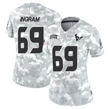 ＃69 Women's Ed Ingram Arctic Camo Limited Houston Texans 2024 Salute to Service Jersey