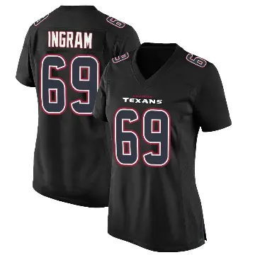 ＃69 Women's Ed Ingram Black Game Houston Texans Fashion Jersey