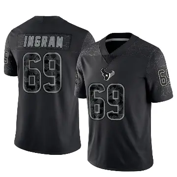 ＃69 Youth Ed Ingram Black Limited Houston Texans Reflective Jersey