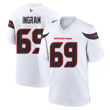 ＃69 Youth Ed Ingram White Game Houston Texans Jersey