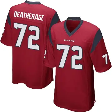 ＃72 Men's Dylan Deatherage Red Game Houston Texans Alternate Jersey
