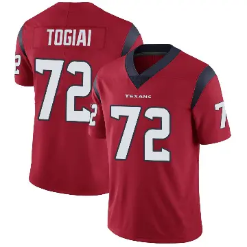 ＃72 Men's Tommy Togiai Red Limited Houston Texans Alternate Vapor Untouchable Jersey