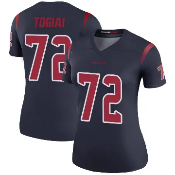 ＃72 Women's Tommy Togiai Navy Legend Houston Texans Color Rush Jersey