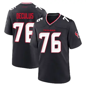 ＃76 Youth Austin Deculus Navy Game Houston Texans Team Jersey