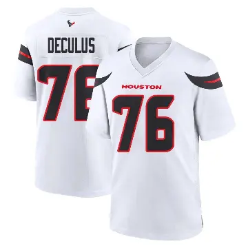 ＃76 Youth Austin Deculus White Game Houston Texans Jersey