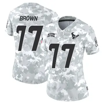 ＃77 Women's Trent Brown Arctic Camo Limited Houston Texans 2024 Salute to Service Jersey