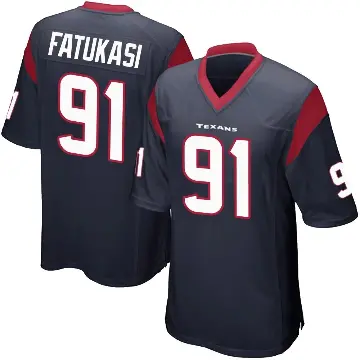 ＃91 Men's Folorunso Fatukasi Navy Blue Game Houston Texans Team Color Jersey
