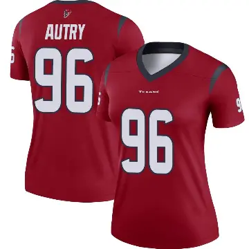 ＃96 Women's Denico Autry Red Legend Houston Texans Jersey