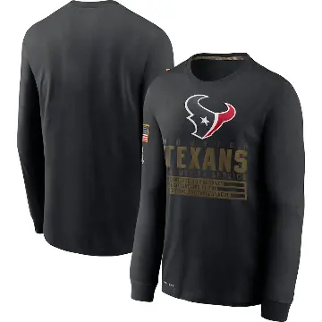 Men's Black Houston Texans 2020 Salute to Service Sideline Performance Long Sleeve T-Shirt
