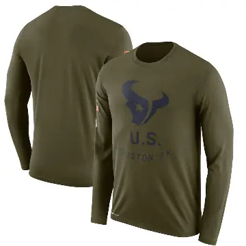Men's Olive Legend Houston Texans 2018 Salute to Service Sideline Performance Long Sleeve T-Shirt